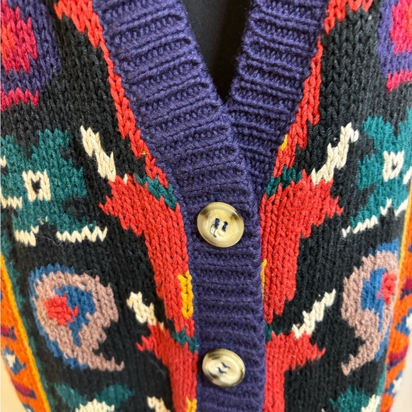 CHU Colorful hand Knit grandma cardigan Vest Size Small. - Picture 2 of 8